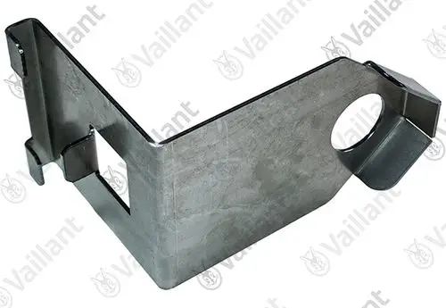 Vaillant Halter aus Metall in L-Form mit einer Öffnung und einem Cut-out, geeignet für verschiedene Installationen.